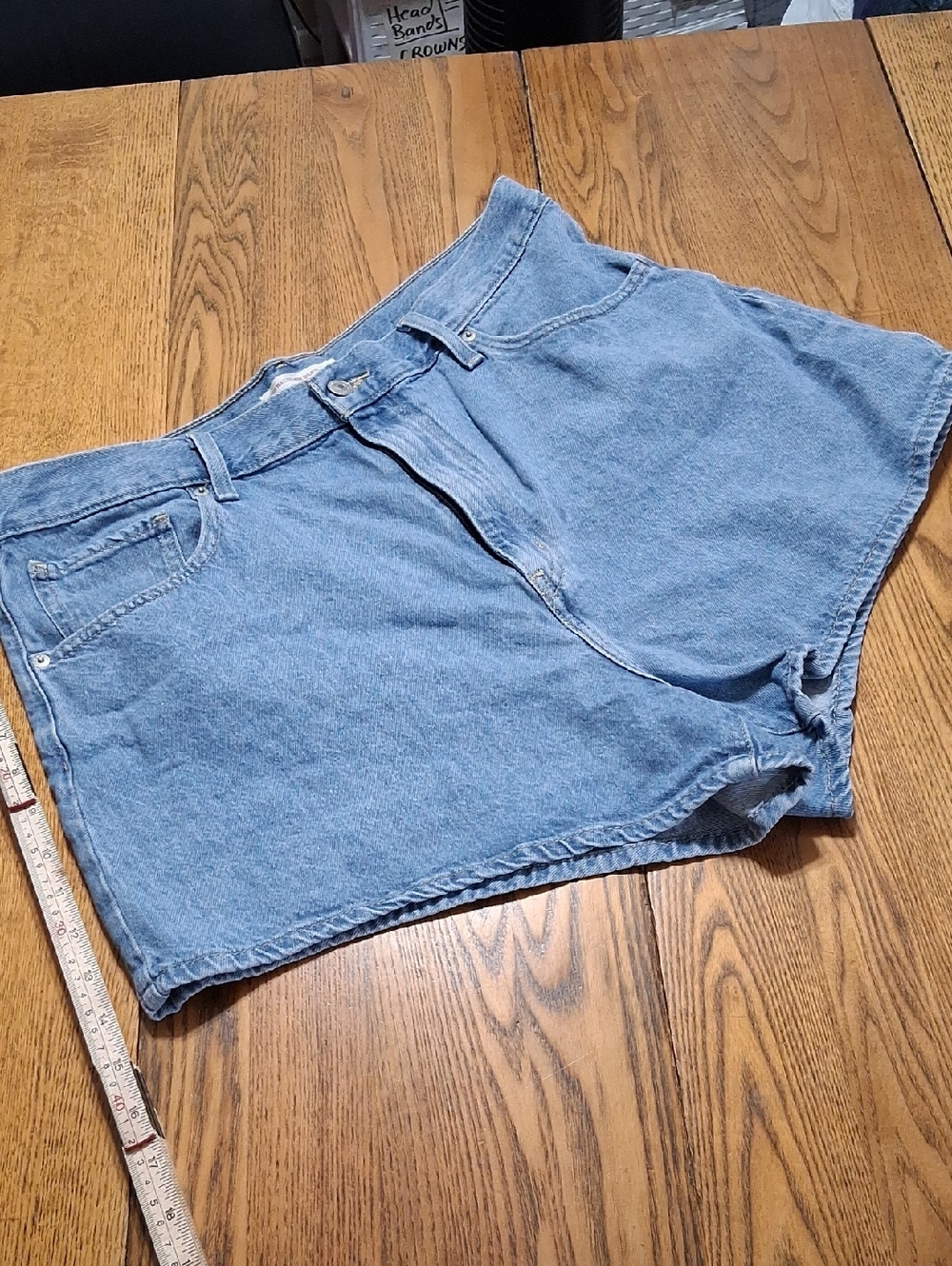 SOLD SOLD Jean Shorts Womens 34 BLUE HIGH WAISTED MOM Used Preowned Denim